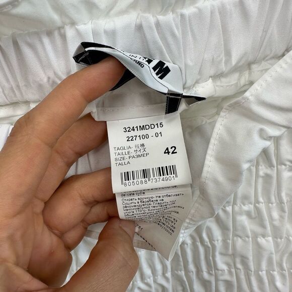 MSGM White Stretch Ruched Skirt Ruffle Mini Bodycon Size 6 EU 42 - Picture 7 of 9